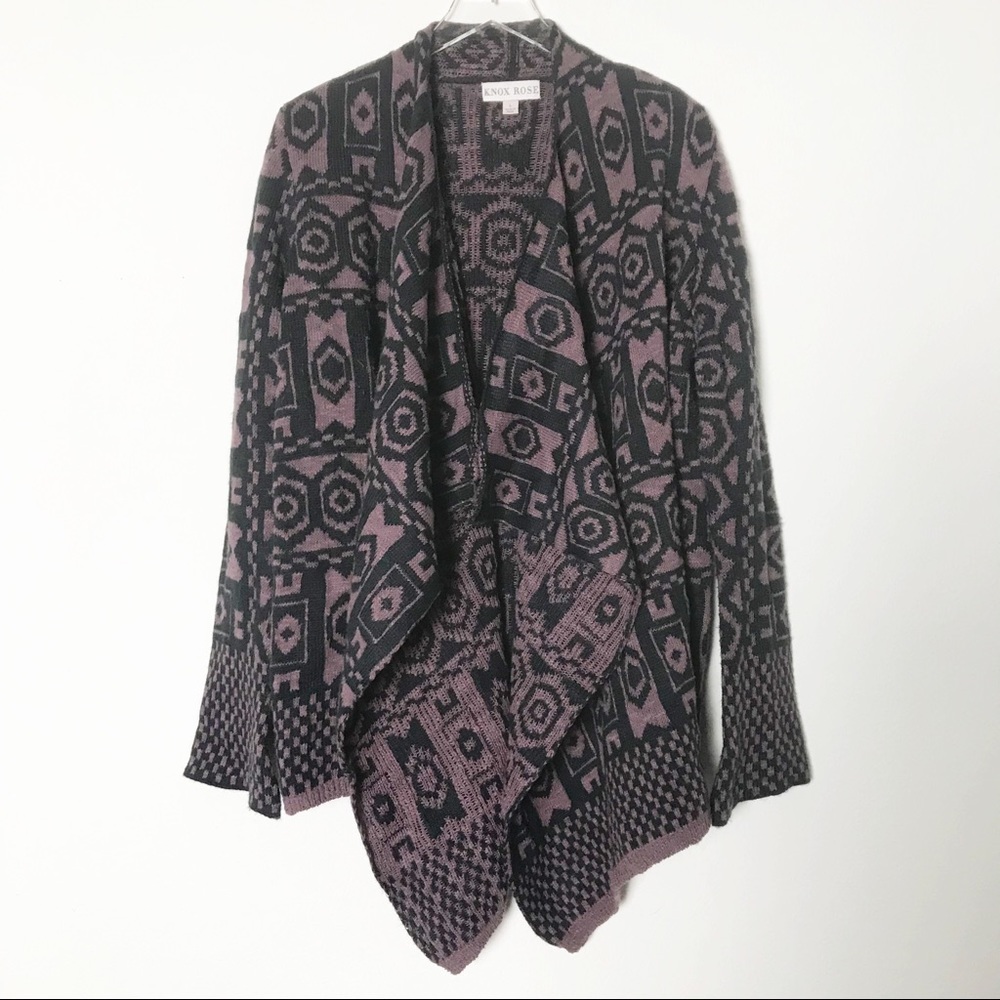 Knox Rose Geometric Open Front Cardigan